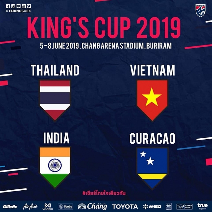 chinh thuc chot 4 doi bong tham du kings cup 2019