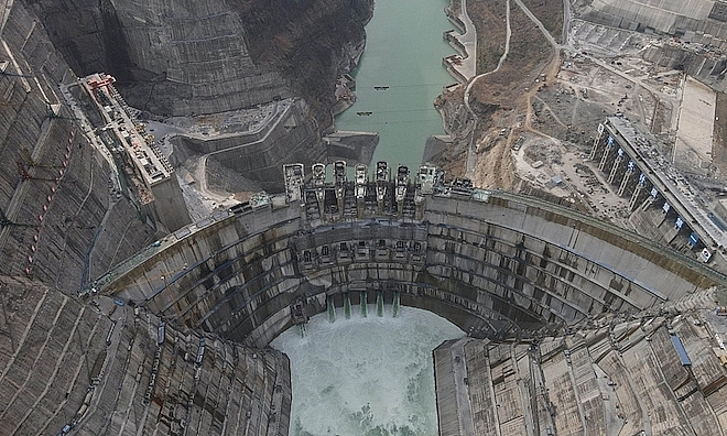 Hình ảnh trên cao của nhà máy thủy điện Bạch Hạc Than.