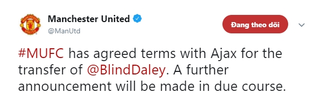 Blind chính thức chia tay M.U, trở lại Ajax Amsterdam blind chinh thuc chia tay mu tro lai ajax amsterdam