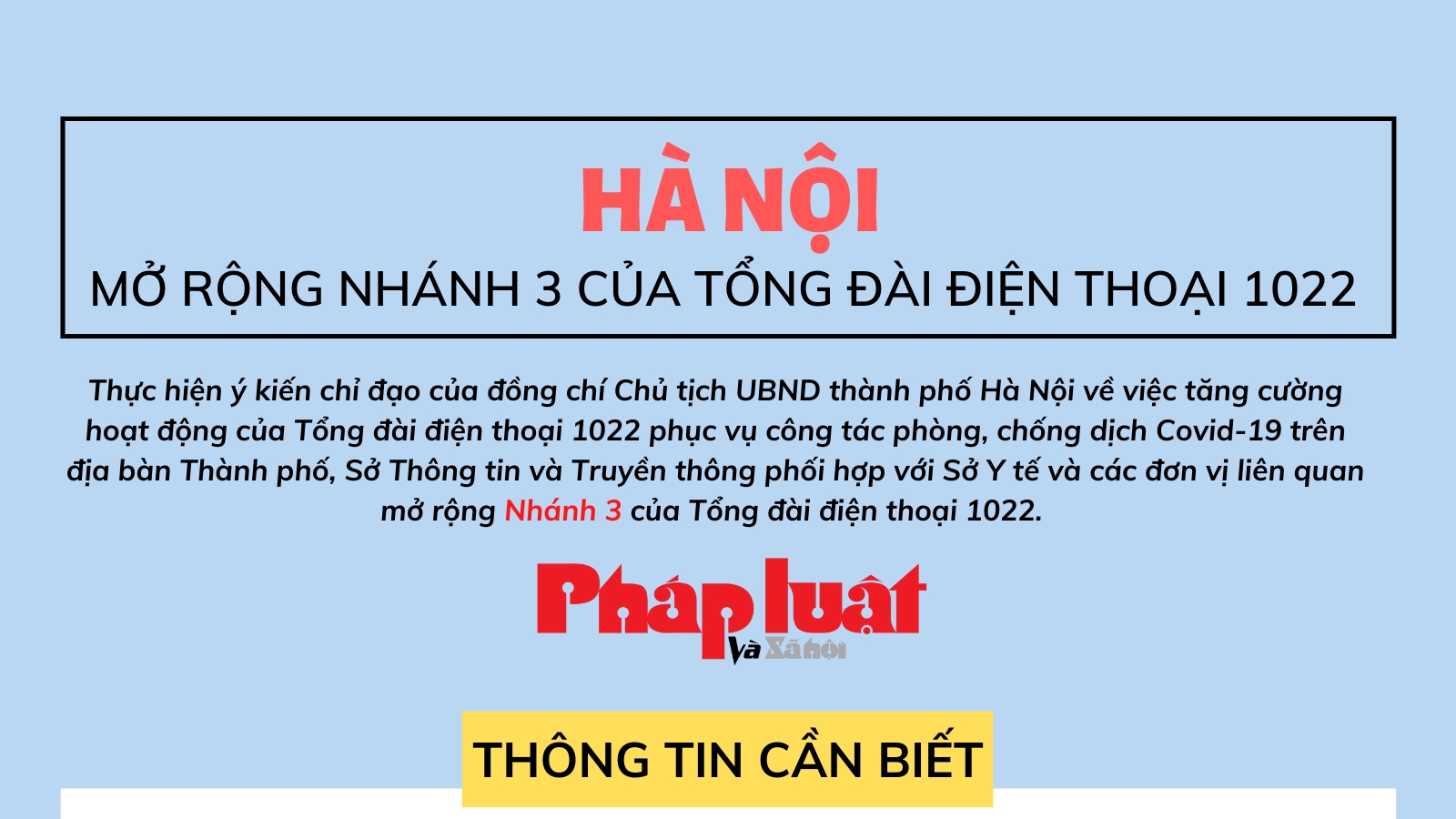 Hà Nội mở rộng Nhánh 3 của Tổng đài điện thoại 1022