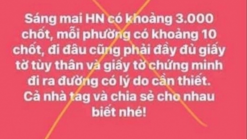 Hà Nội xử phạt 1 cá nhân 12,5 triệu đồng vì đăng thông tin sai sự thật về dịch Covid-19