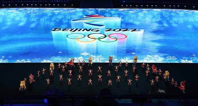 Các nghệ sỹ biểu diễn trong lễ khai mạc Olympic mùa Đông Bắc Kinh 2022 tại Sân vận động quốc gia ở thủ đô Bắc Kinh, Trung Quốc, ngày 4/2/2022. (Ảnh: THX/TTXVN)
