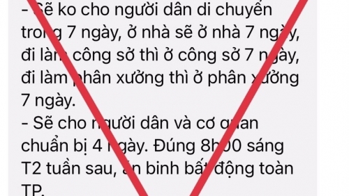 Thông tin "không cho người dân di chuyển trong 7 ngày" ở TP HCM là giả mạo