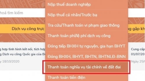 Khẩn trương cung cấp thanh toán trực tuyến nghĩa vụ về đất đai trên Cổng Dịch vụ công Quốc gia