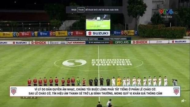 Ở các trận đấu tới của tuyển Việt Nam tại AFF Cup 2020, phần tiếng nhạc Quốc ca trong nghi lễ trước trận sẽ không bị tắt. (Ảnh: Chụp màn hình) 
