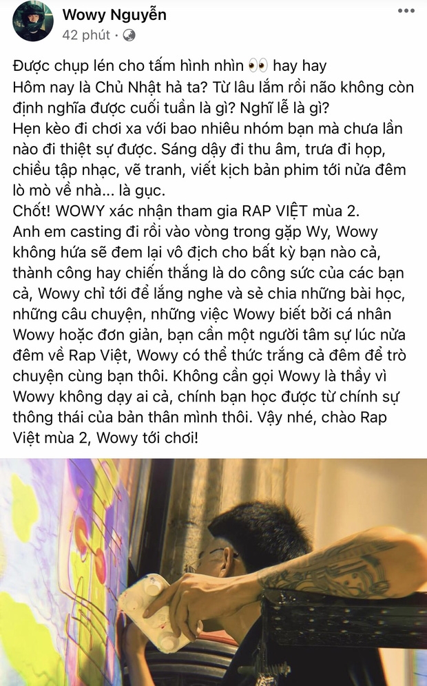 Wowy “chốt đơn” tham gia Rap Việt mùa 2