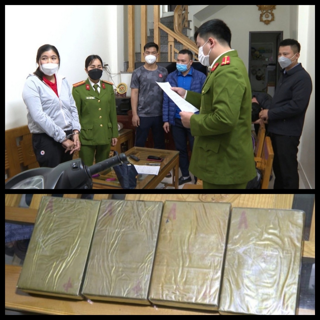 Phạm Thị Nga cùng số ma túy bị thu giữ