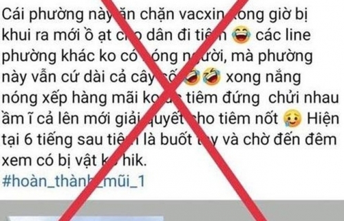 Xử lý nghiêm người phụ nữ đăng tin sai sự thật về việc tiêm vắc xin lên facebook