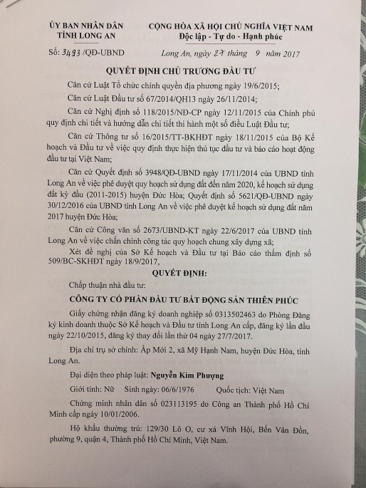 Chủ đầu tư Dự án Thiên Phúc – Hoàng Gia kiến nghị giải quyết những vướng mắc chu dau tu du an thien phuc hoang gia kien nghi giai quyet nhung vuong mac