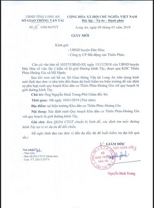 Chủ đầu tư Dự án Thiên Phúc – Hoàng Gia kiến nghị giải quyết những vướng mắc chu dau tu du an thien phuc hoang gia kien nghi giai quyet nhung vuong mac