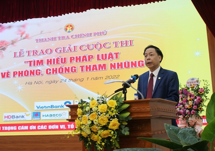 Tiến sĩ Trần Ngọc Liêm, Phó Tổng Thanh tra Chính phủ, Trưởng Ban Tổ chức phát biểu khai mạc lễ trao giải