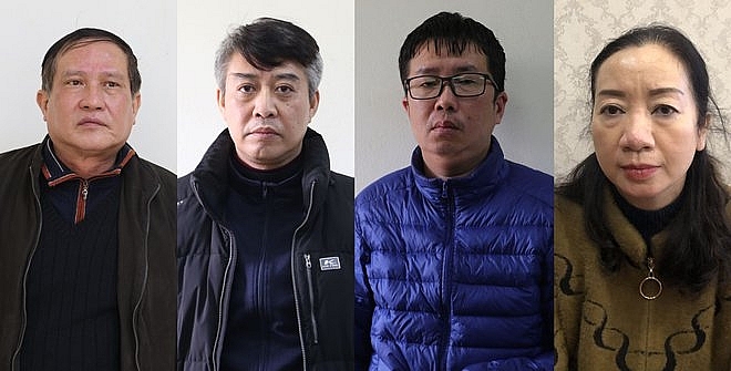 Các bị can bị khởi tố (từ trái sang): Tú Hải, Việt Anh, Quang Tuấn, Ngọc Ngà. Ảnh: Công an tỉnh Bắc Ninh