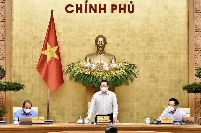 Thủ tướng Chính phủ Phạm Minh Chính phát biểu khai mạc phiên họp Chính phủ thường kỳ tháng 4/2021.
