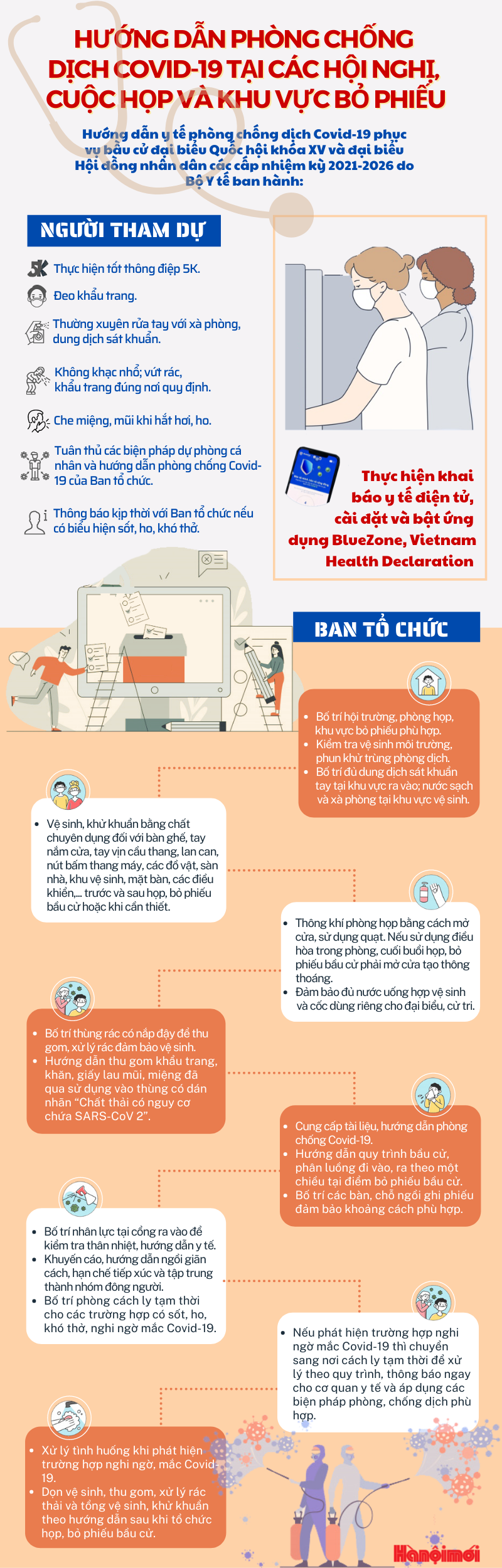 Bộ Y tế ban hành hướng dẫn phòng, chống dịch Covid-19 tại khu vực bỏ phiếu bầu cử