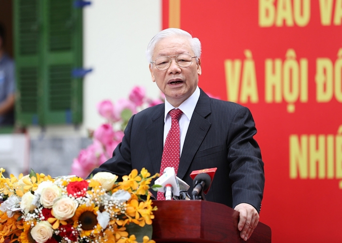  Tổng Bí thư Nguyễn Phú Trọng phát biểu tại điểm bầu cử