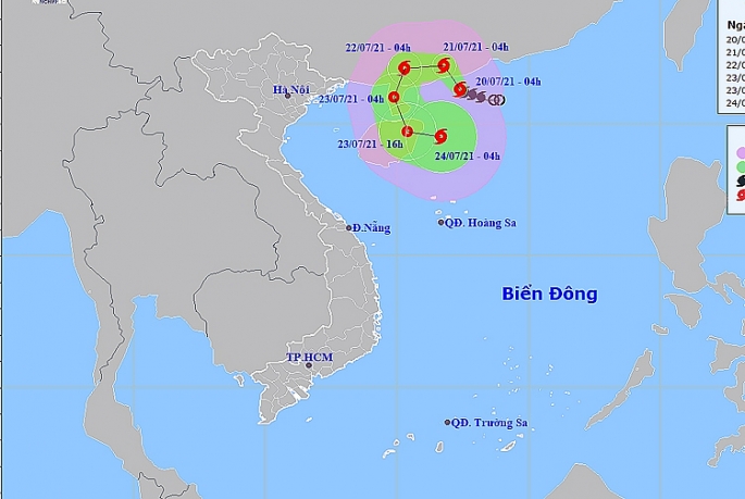 Vị trí và đường đi của bão số 3. Nguồn: NCHMF.