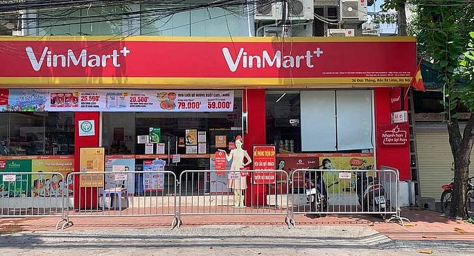 Một cửa hàng VinMart+ bị phong toả do liên quan đến ca mắc Covid-19.