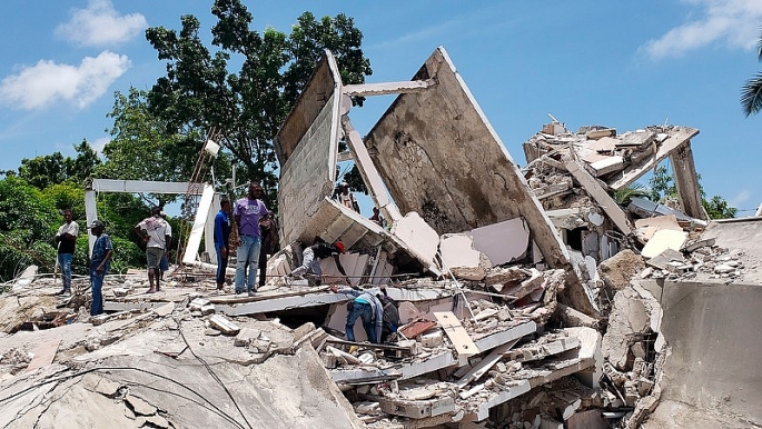 Cảnh đổ nát sau trận động đất có độ lớn 7,2 ở miền Tây Nam Haiti 
