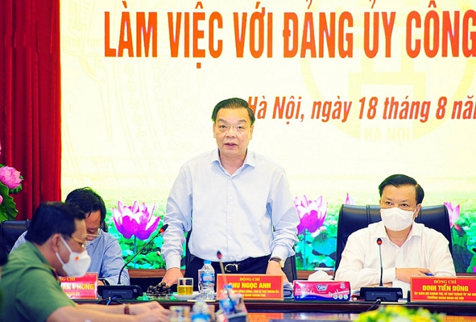  Chủ tịch UBND TP Chu Ngọc Anh phát biểu tại cuộc làm việc. (Ảnh: Viết Thành)