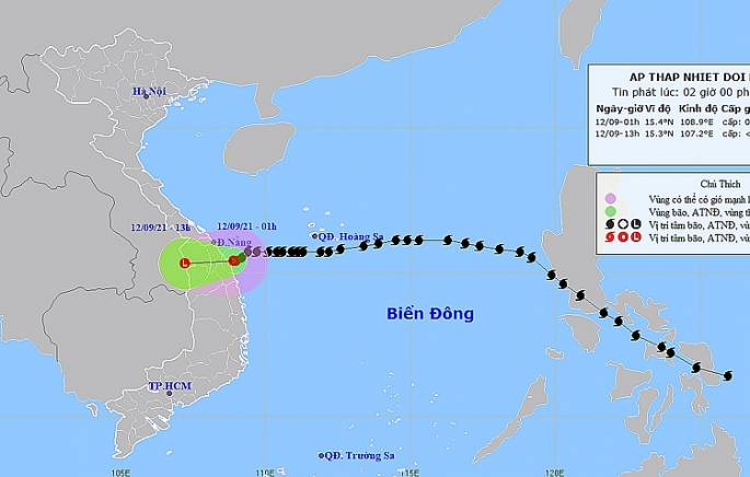 Ảnh hưởng áp thấp nhiệt đới, khu vực Quảng Bình đến Bình Định mưa lớn