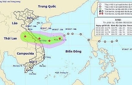 Áp thấp nhiệt đới có khả năng mạnh thêm, hướng vào Quảng Bình-Đà Nẵng