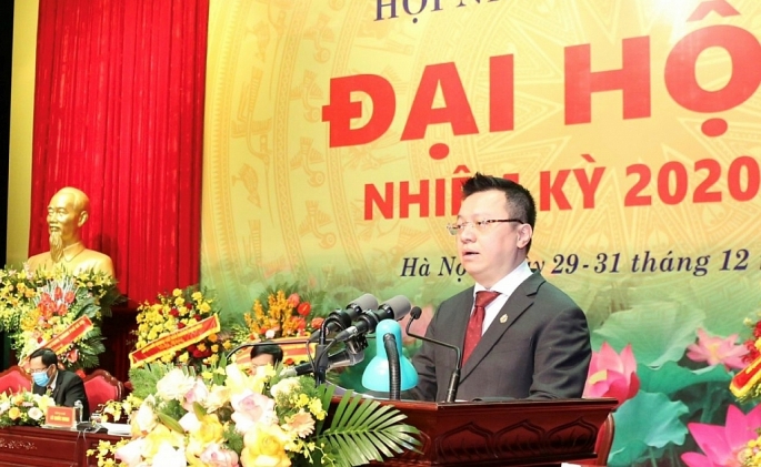 Tổng Biên tập báo Nhân Dân Lê Quốc Minh – Chủ tịch Hội Nhà báo Việt Nam phát biểu khai mạc Đại hội