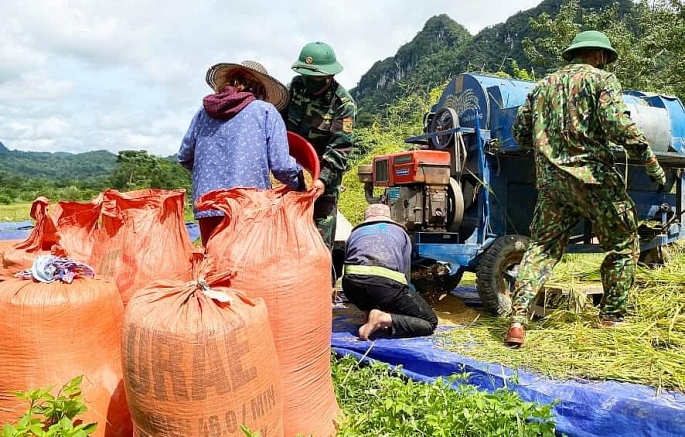 Bộ đội Biên phòng Quảng Bình giúp đồng bào Rục thu hoạch lúa
