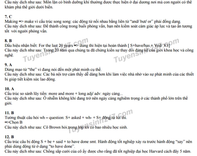 Gợi ý giải đề thi thử nghiệm THPT quốc gia 2017 môn tiếng Anh