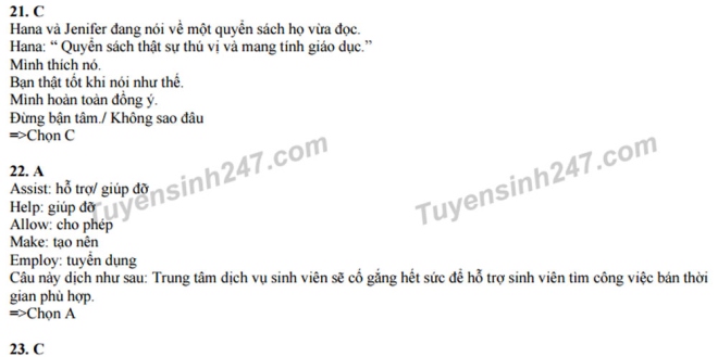 Gợi ý giải đề thi thử nghiệm THPT quốc gia 2017 môn tiếng Anh