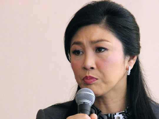 Bà Yingluck tại cuộc 
họp báo ngày 17-1 tại Bangkok. Ảnh: Tân Hoa Xã