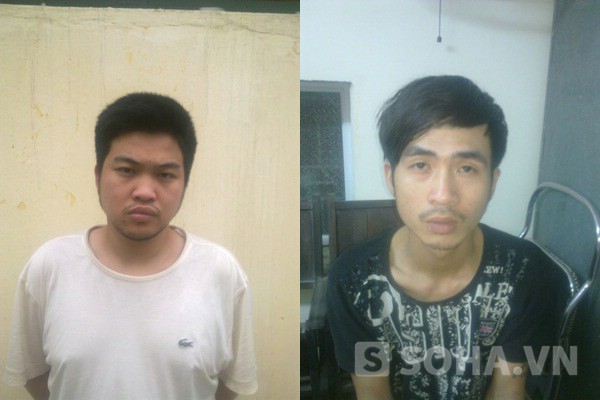 Đối tượng Chiến (bên trái) và Tuyền tại cơ quan công an Đối tượng Chiến (bên trái) và Tuyền tại cơ quan công an