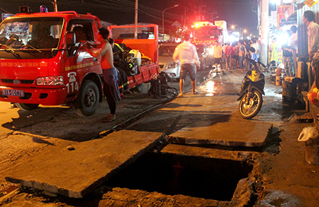 Cống nước nơi bé Tỷ bị cuốn xuống mất tích