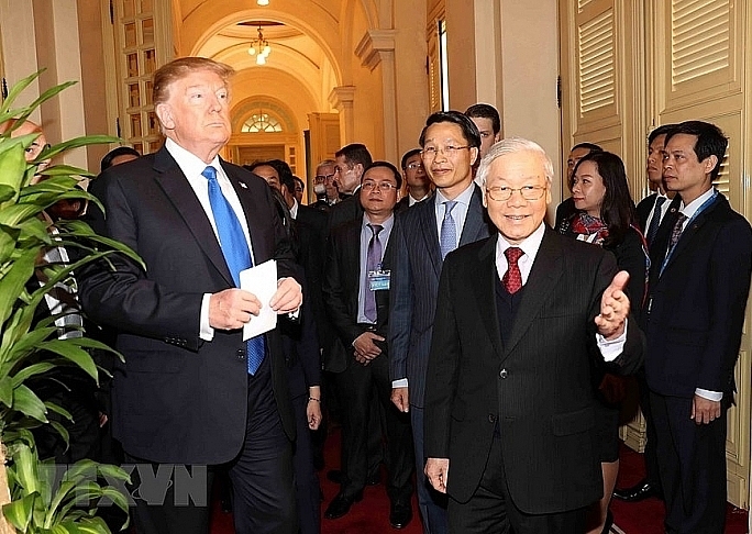 Tổng Bí thư, Chủ tịch nước Nguyễn Phú Trọng hội đàm với  Tổng thống Donald Trump