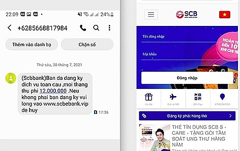 Hình ảnh đối tượng nhắn tin giả mạo ngân hàng để lừa đảo