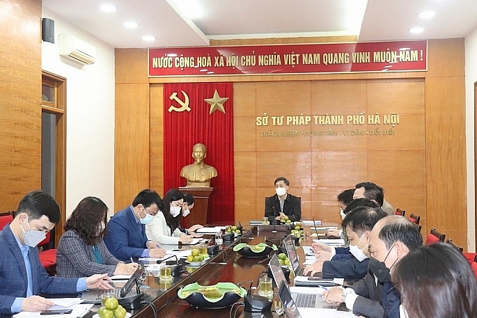 Thứ trưởng Bộ Tư pháp Nguyễn Khánh Ngọc cùng đoàn công tác làm việc với Sở Tư pháp Hà Nội về thực hiện Đề án 06
