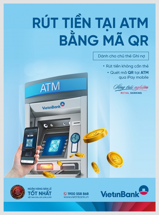 vietinbank trien khai rut tien bang ma qr tai atm