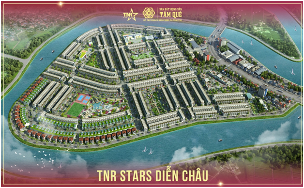 Toàn cảnh dự án TNR Stars Diễn Châu được bao trọn bởi dòng sông Bùng