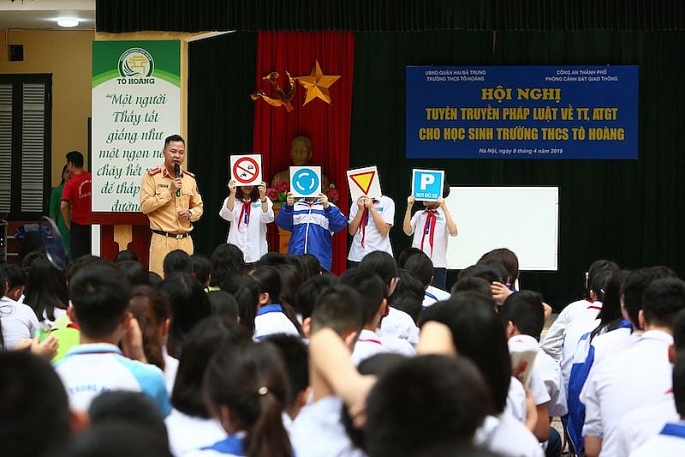 Một buổi tuyên truyền PBGDPL về TTATGT tại trường học ở Hà Nội 	Ảnh tư liệu