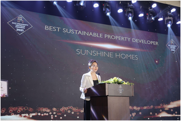 Bà Đỗ Thị Định - Tổng Giám đốc Sunshine Homes phát biểu tại sự kiện. 