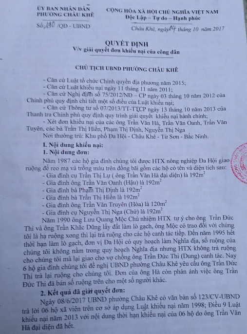 bac ninh chu nhiem htx an hon 1000m2 dat cong va ban dat trai tham quyen