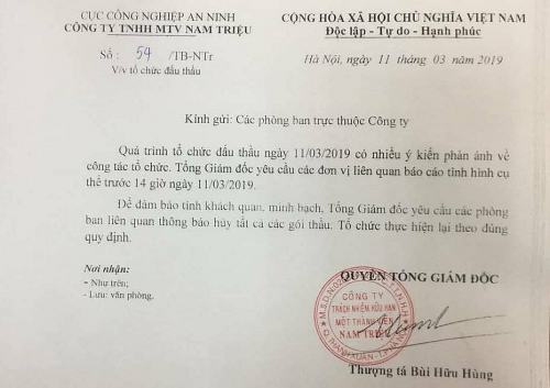 Quyền TGĐ Cty TNHH MTV Nam Triệu sửa sai vụ "không bán hồ sơ mời thầu"