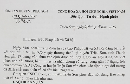 Vì sao một vụ án "Cố ý gây thương tích" CA huyện Triệu Sơn phải 2 lần tạm đình chỉ điều tra?