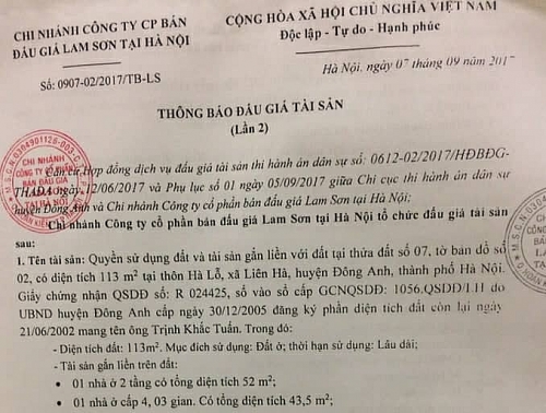 Dừng tổ chức bán đấu giá không đúng quy trình?