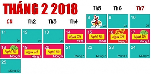 Chốt đề xuất lịch nghỉ Tết Mậu Tuất 2018