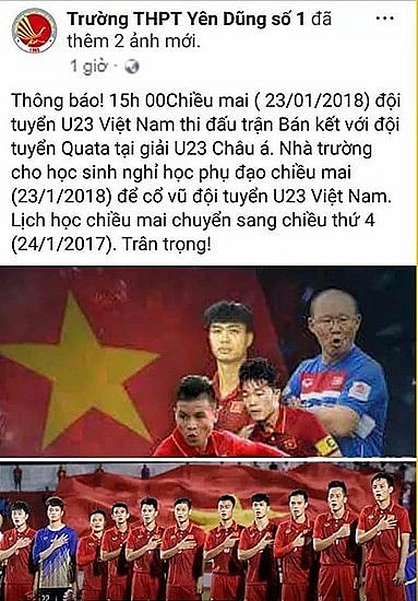 nhieu truong cho hoc sinh nghi hoc de ung ho u23 viet nam trong tran ban ket lich su