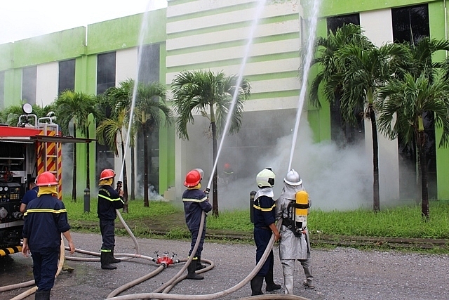 CA Huyện Phú Xuyên diễn tập phòng cháy chữa cháy. Ảnh: CA huyện Phú Xuyên 