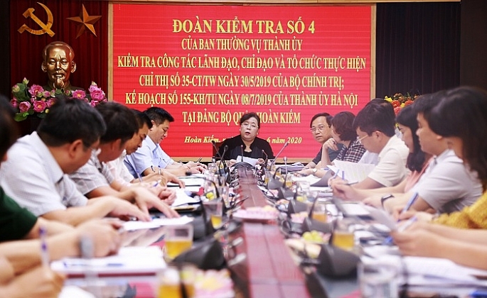 doan kiem tra so 4 kiem tra cong tac to chuc dai hoi dang bo cac cap tai quan hoan kiem