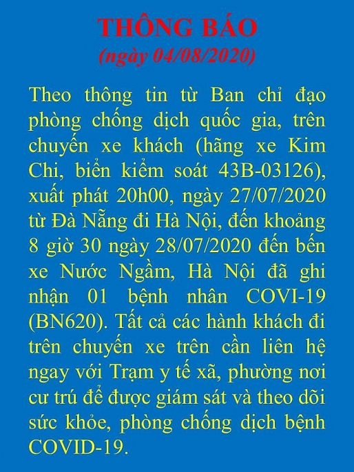 Xe khách Kim Chi Đà Nẵng- Hà Nội có bệnh nhân Covid-19 đã ghé Bến xe Nước Ngầm ngày 28-7 xe khach kim chi da nang ha noi co benh nhan covid 19 da ghe ben xe nuoc ngam ngay 28 7