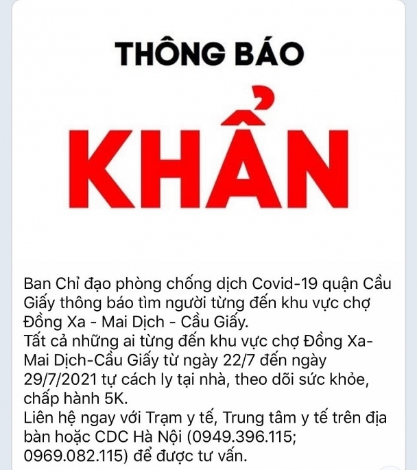 Khẩn: Hà Nội tìm người đến chợ Đồng Xa, Mai Dịch, Cầu Giấy Khẩn: Hà Nội tìm người đến chợ Đồng Xa, Mai Dịch, Cầu Giấy