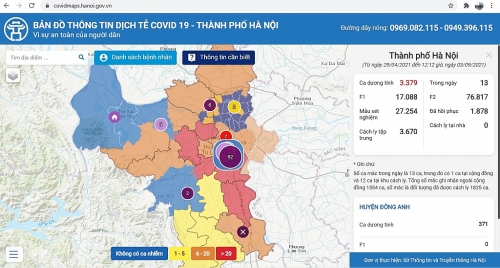 Bản đồ thông tin dịch tễ Covid-19 TP Hà Nội: Những vùng nào là vùng đỏ?